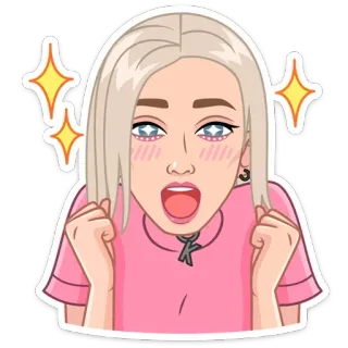 🤩 animado/a, feliz, mulher, celebração, sucesso, animação whatsapp sticker