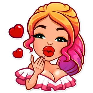 😘 fille, baiser, coeurs, amour, dessin animé, autocollant, affectueux whatsapp sticker