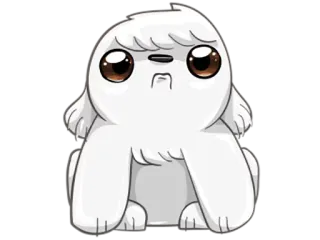 😧 Cartoon, Schattig, Wit, Fluffy, Kawaii telegram sticker