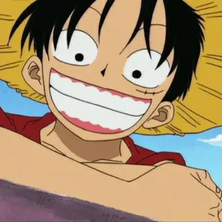 👒 Monkey D. Luffy One Piece Anime, Manga, One Piece, Luffy, Słomiany kapelusz, Kreskówka, Japoński telegram sticker