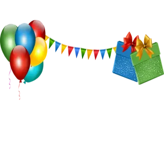 🎁 aniversário, celebração, festa, balões, presentes, decoração telegram sticker