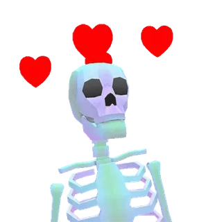 🥰 scheletro, cuori, cartone animato whatsapp sticker