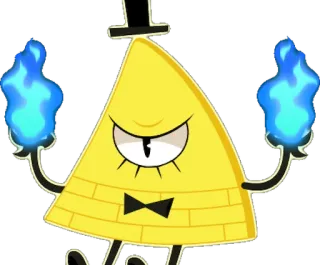 💀 Bill Cipher Gravity Falls triangle, borgne, jaune, nœud papillon, haut-de-forme telegram sticker