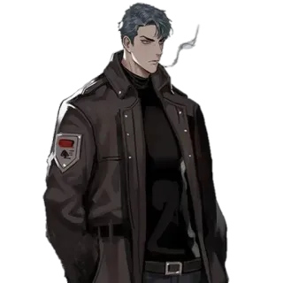 🧊 ผู้ชาย, บุหรี่, เสื้อแจ็คเก็ต, อนิเมะ, จริงจัง, โป๊กเกอร์ telegram sticker