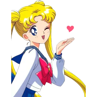 😘 Sailor Moon アニメ, カートゥーン, 魔法少女, ハート, セーラームーン, かわいい, ウィンク telegram sticker