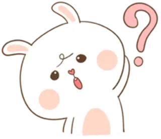 😕 bunny, question mark, confused, thinking, cartoon, cute, sticker telegram sticker