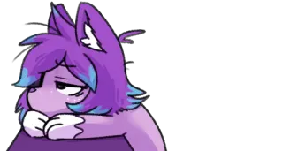 😞 ステッカー, アニメ, かわいい, 動物, 紫, 猫 telegram sticker