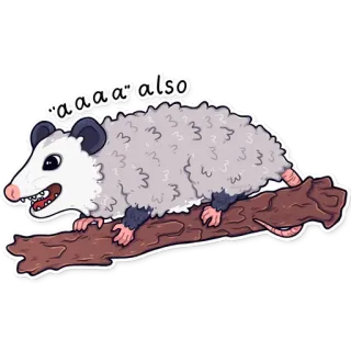 🅰️ AAAA ALSO Опоссум, Животное, Смешной, Милый, Мультяшный, Млекопитающее, Опоссум whatsapp sticker