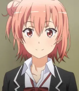 🤔 Yui Yuigahama My Teen Romantic Comedy SNAFU anime, carina, ragazza, sorridente, uniforme telegram sticker