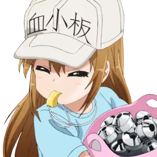 😙 Platelet Cells at Work! 血小板 Anime, Cells at Work!, Plaqueta, Kawaii, Chibi, Desenho animado, Mangá telegram sticker