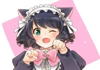 😺 アニメ, 猫, メイド, 女の子, 可愛い, 猫耳, かわいい telegram sticker