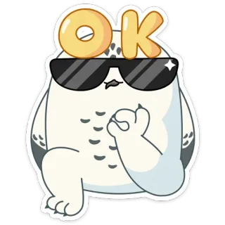 👌 OK coruja, pássaro, ok, óculos de sol, legal telegram sticker