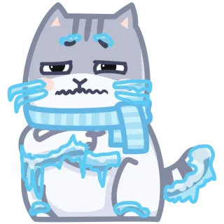 🥶 gato, frio, congelado, gelo, inverno, triste, cachecol telegram sticker