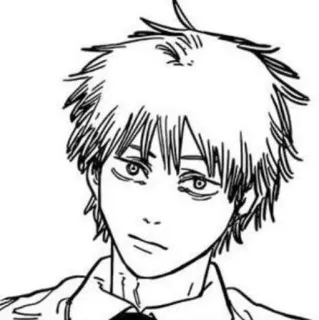 🖇 Denji Chainsaw Man อนิเมะ, มังงะ, เชนซอร์แมน, เด็นจิ, ภาพเหมือน, สีหน้า, เหนื่อย whatsapp sticker