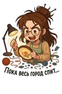 😄 bordado, artesanato, costura, bordados, ilustração, desenho animado, mulher, hobby telegram sticker