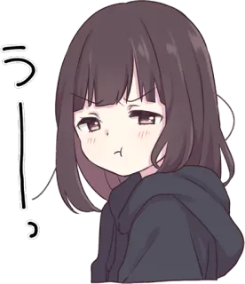 😒 うー! Anime, Fille, En colère, Bouder, Mignon whatsapp sticker