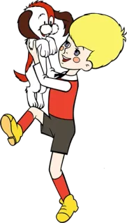 ❤ desenho animado, menino, cachorro, animal de estimação, criança, feliz, vintage telegram sticker