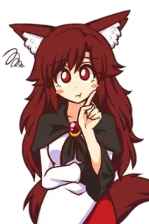 👎 anime meisje, vosmeisje, kemonomimi, rood haar, schattig, cartoon, manga telegram sticker