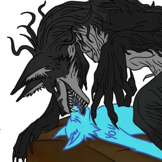 😛 YOU monster, creature, fantasy, wolf, horror, dark, violent telegram sticker