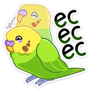 👍 eeee vogel, parkiet, schattig, geel, groen, dier, sticker telegram sticker