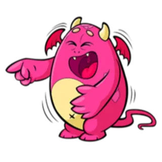 😃 iblis, kartun, monster, tertawa, menunjuk, humor, stiker telegram sticker