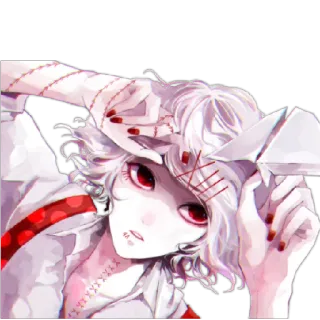😒 Anime, Manga, Charakter, Sticker, Weiße Haare, Rote Augen telegram sticker