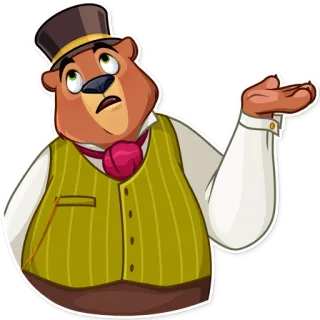 💁‍♂️ หมี, สัตว์, การ์ตูน, หมวกทรงสูง, ตัวละคร, สับสน, ยักไหล่ telegram sticker