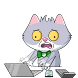 💻 kat, computer, bezorgd, cartoon, sticker, kantoor whatsapp sticker