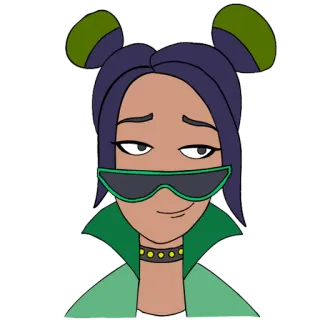 😏 cartoon, woman, sunglasses, style telegram sticker