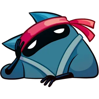 😕 Ninja, Desenho animado, Faixa de cabelo, Decepcionado, Frustrado, Adesivo, Personagem telegram sticker