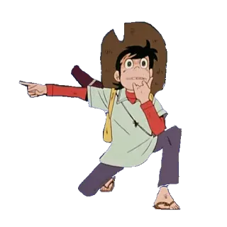 😣 Dessin animé, Personnage, Anime, Chapeau, Pointage whatsapp sticker
