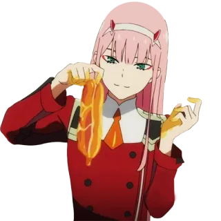 🥓 Zero Two Darling in the Franxx Anime, Zero Two, Darling in the Franxx, Charakter, Sticker, Süß telegram sticker