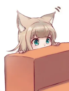 ✨ Аниме, Девушка-кошка, Милый, Подглядывать, Диван, Уши whatsapp sticker