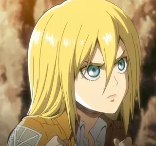 😠 Krista Lenz Attack on Titan anime, personagem, loira, sério, determinado whatsapp sticker