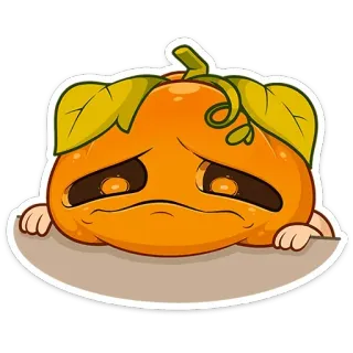 😔 호박, 슬픈, 주황색, 만화, 이모티콘, 스티커, 가을, 할로윈 telegram sticker