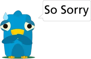 😔 So Sorry desculpa, perdão, pássaro, fofo, desenho animado, perdão telegram sticker