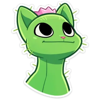 😐 cactus, chat, plante, chaton, sticker, vert, drôle telegram sticker