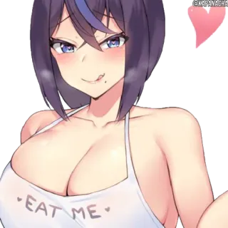 ☺️ EAT ME Anime, Gadis, Celemek, Makan, Kawaii telegram sticker