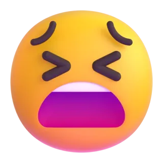 😫 อีโมจิ, กรีดร้อง, สีเหลือง, สีหน้า telegram sticker