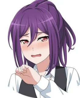 😳 garota anime, cabelo roxo, chorando, anime, mulher, personagem telegram sticker
