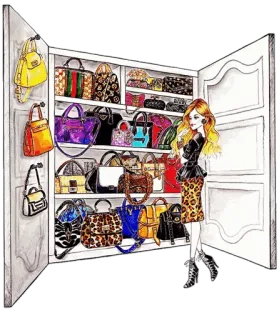 💍 Mode, Handtaschen, Luxus, Kleiderschrank, Stil, Illustration, Garderobe telegram sticker