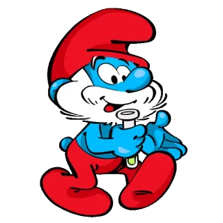 🎅 Papa Smurf สเมิร์ฟ, การ์ตูน, พ่อ, สีน้ำเงิน, ตัวละคร whatsapp sticker