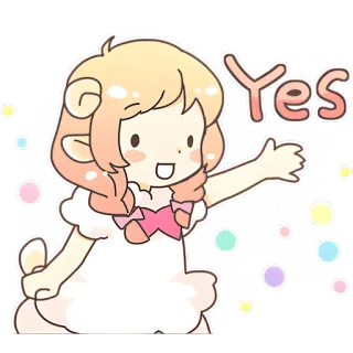 ✅ Yes アニメ, かわいい, キャラクター, 羊, はい, 賛成 whatsapp sticker