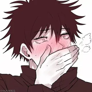 ♨️ @HAWKS Anime, Rougir, Homme, Épuisement, Art numérique telegram sticker