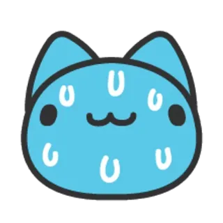 🐮 スライム, 汗, かわいい, 猫, 青 telegram sticker