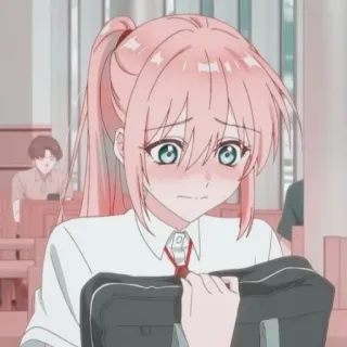 📎 Anime Mädchen, rosa Haare, Schuluniform, Anime, Mädchen, süß, Illustration telegram sticker