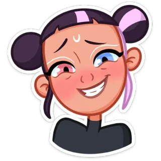 😄 Dibujo animado, Lindo, Chica, Sticker, Sonriendo, Anime telegram sticker