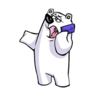 📱 белый медведь, мультик, телефон, животное, персонаж, стикер telegram sticker