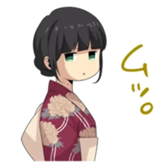 😗 グッ。 Anime, Cô gái, Kimono, Nhật Bản telegram sticker