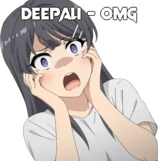 🤔 DEEPALI - OMG anime, verrast, geschokt, meisje, OMG telegram sticker